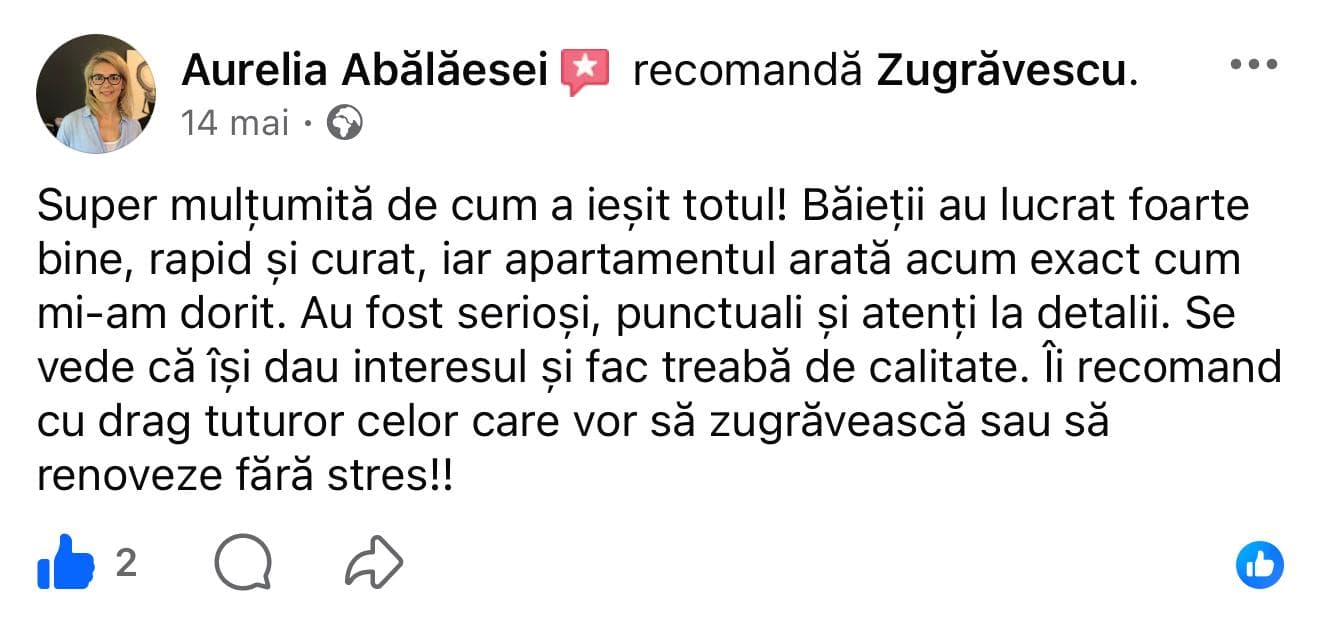 Recenzie client Zugrăvescu pe Google
